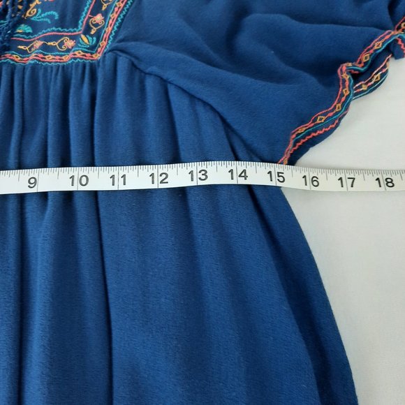 5 For $20.00 Flying Tomato Blue Embroidered Boho Chic Lined Tunic,  Size Small - Picture 8 of 10